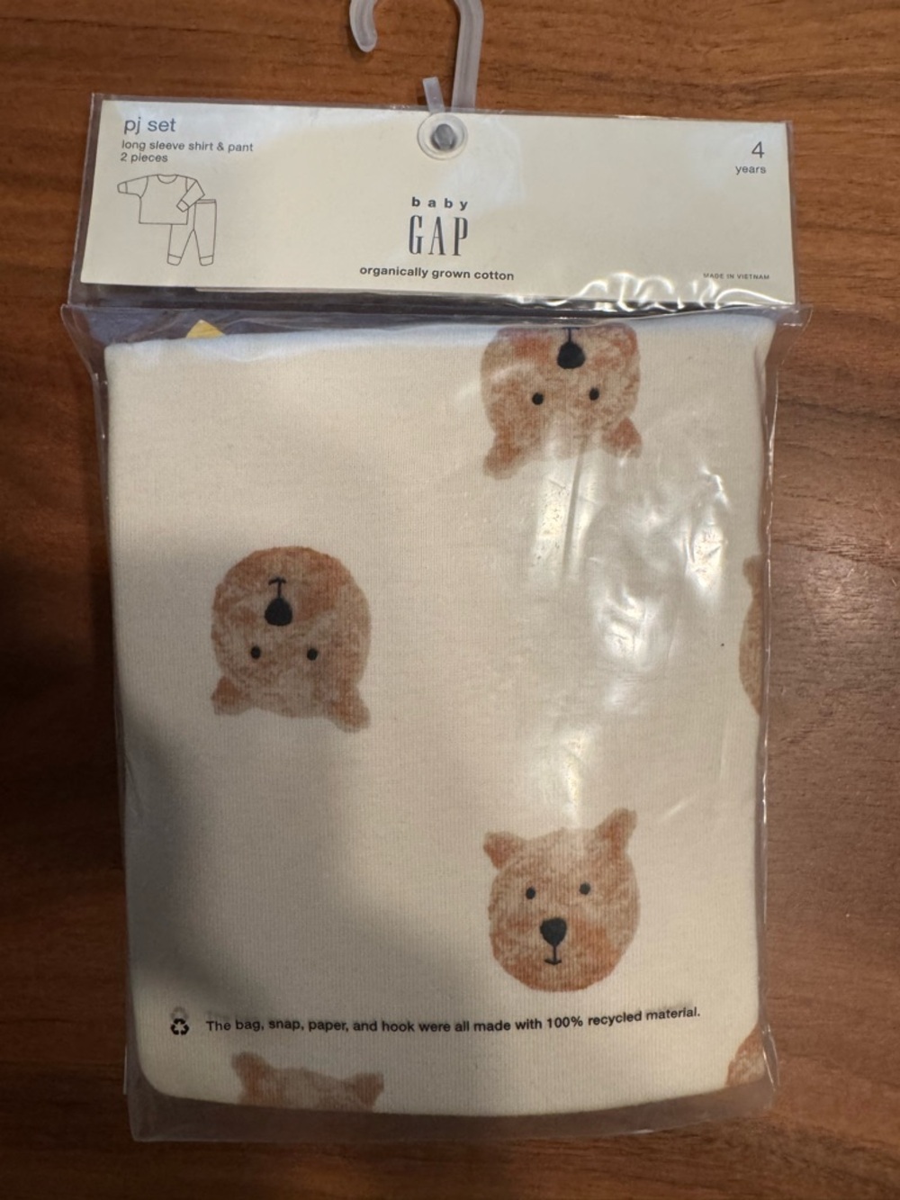 NWT Baby GAP Bear Print PJ Set - Cream with Brown Bears, size 4